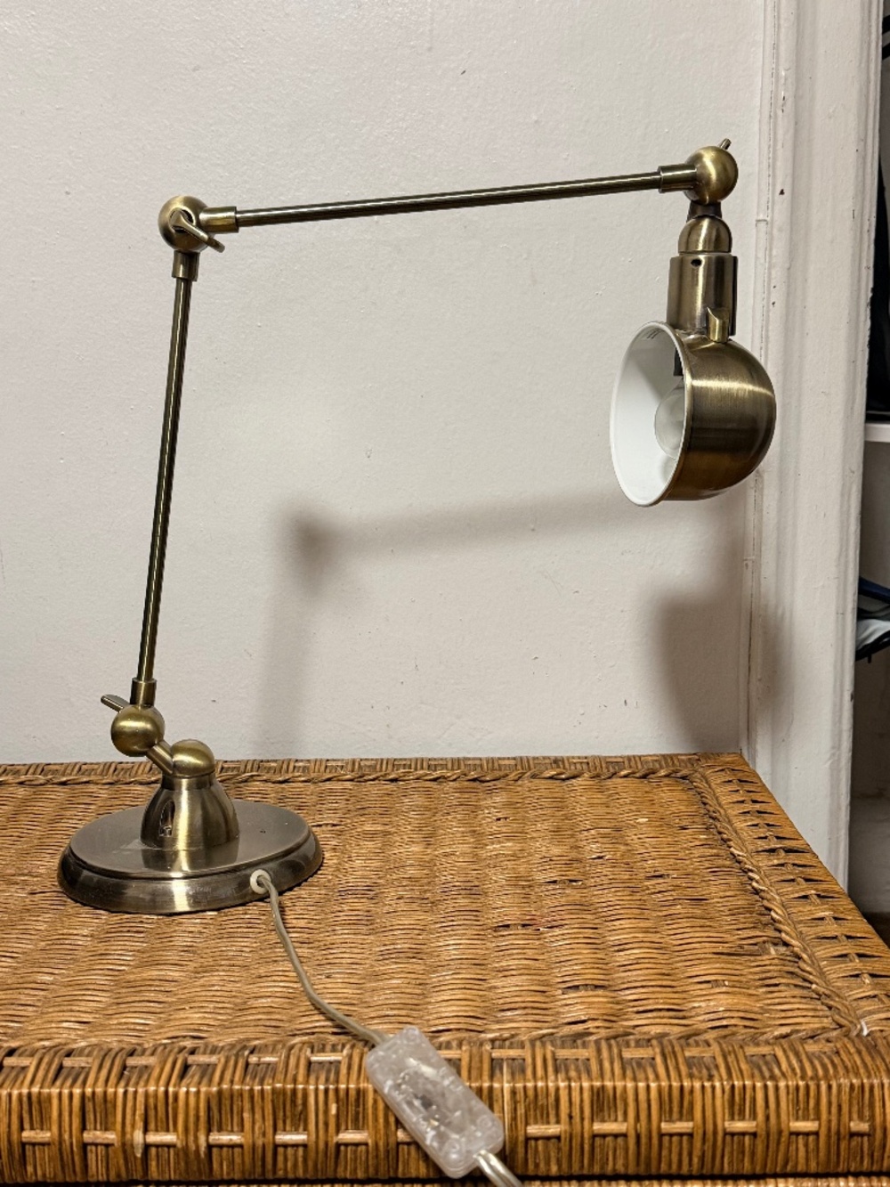 Bronzed Brass Eyeball Counterweight Desk Lamps.